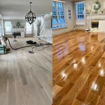 Installed 7" wide white oak flooring, site sanded and refinished natural